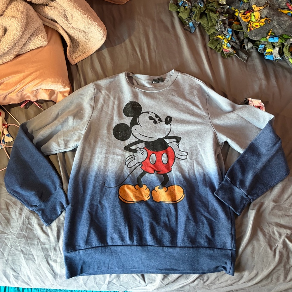 Mickey Mouse Ombre Crewneck Sweatshirt - Light Blue to Navy